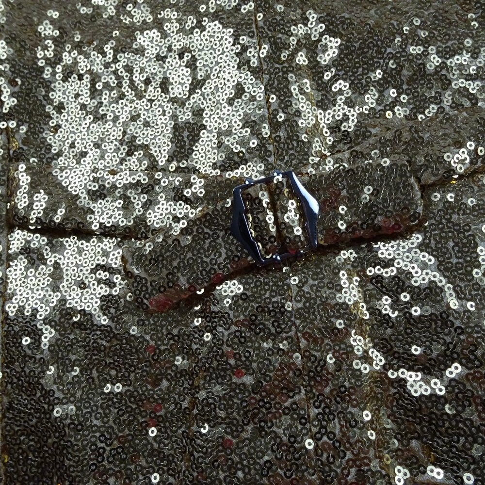 Adult Gold Shiny Sequin Vest Size M - Picture 10 of 11